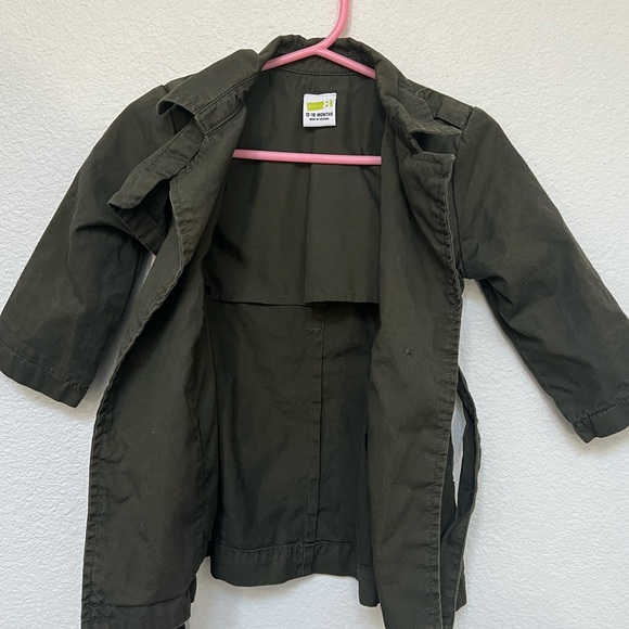 Army Green Baby Toddler Trench Coat Double Breasted Jacket 12-18 Months - Picture 3 of 5